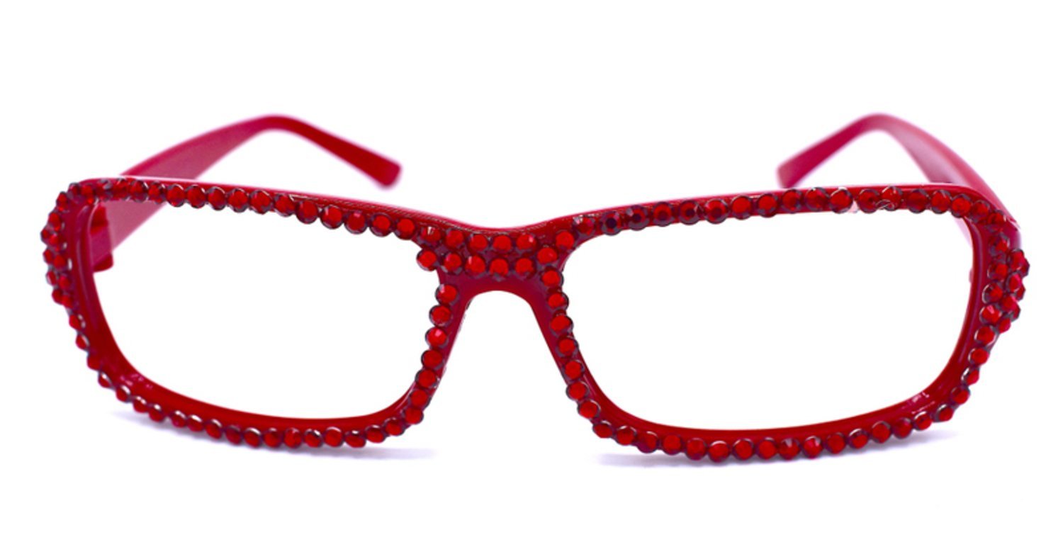 Röda glasögon med kristaller –  produktbild – Hiprock