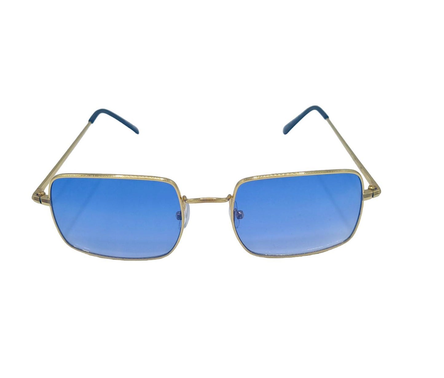Rectangular Retro Sunglasses - Gold/Blue