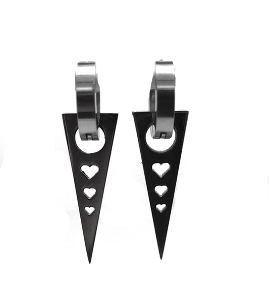 Ring earrings heart silver colored