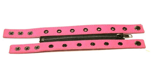 Rosa Läderarmband med dragkedja