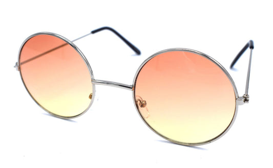 Pyöreät vaaleanpunaiset/keltaiset aurinkolasit