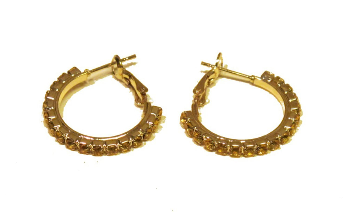 Round earrings with yellow stones