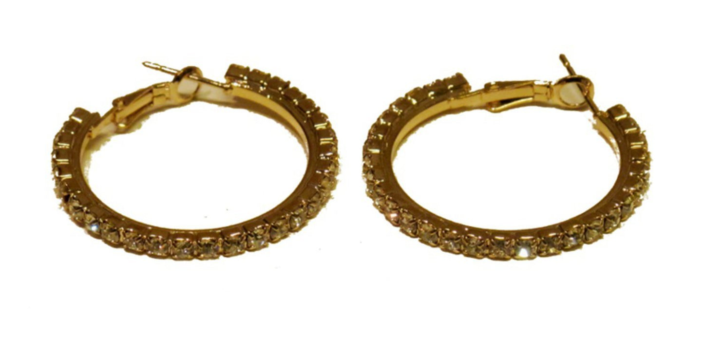 Round earrings with white stones