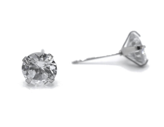 Runda örhängen med vit sten