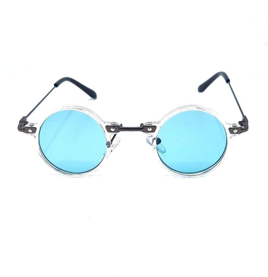 Round sunglasses Rage - transparent frames with blue lenses