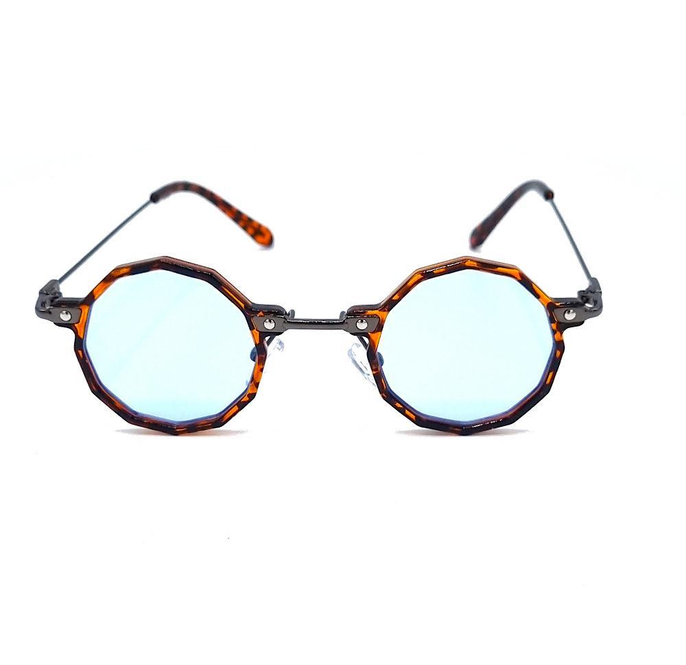 Round sunglasses - brown Leopard with light blue lenses