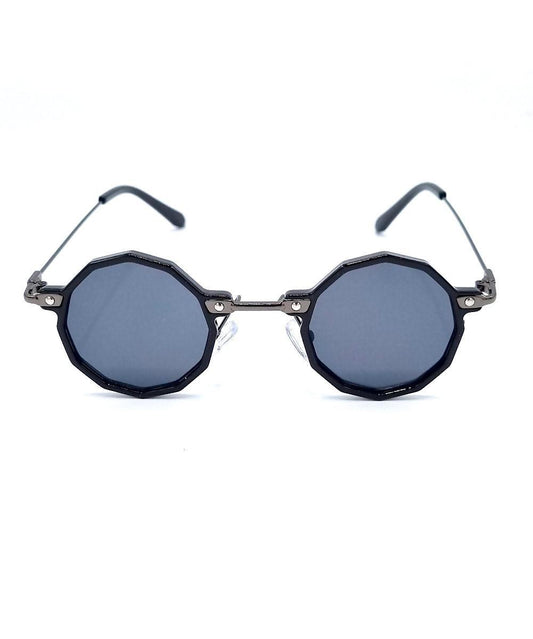 Pyöreät aurinkolasit - mustat kehykset ja mustat linssit