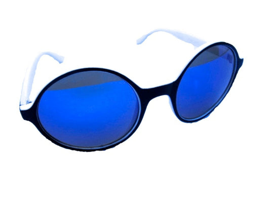 Round white black sunglasses