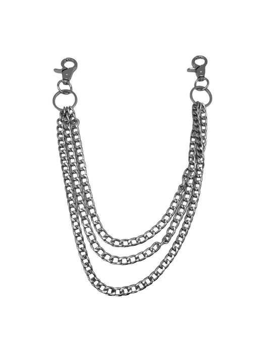 Silverfärgad Byxkedja tre kedjor –  produktbild – Hiprock