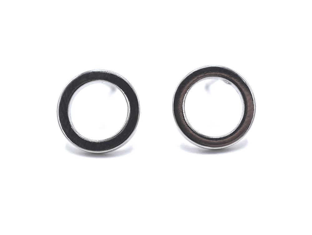 Silver colored circle earrings