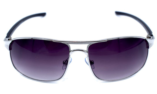 Silverfärgade metall solglasögon - Lila lins