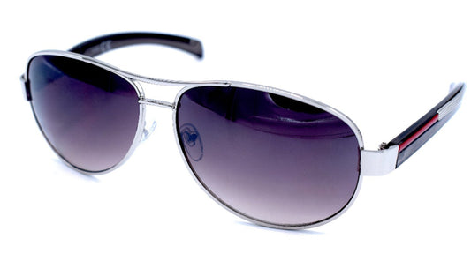 Silverfärgade solglasögon med båge - Mörka linser