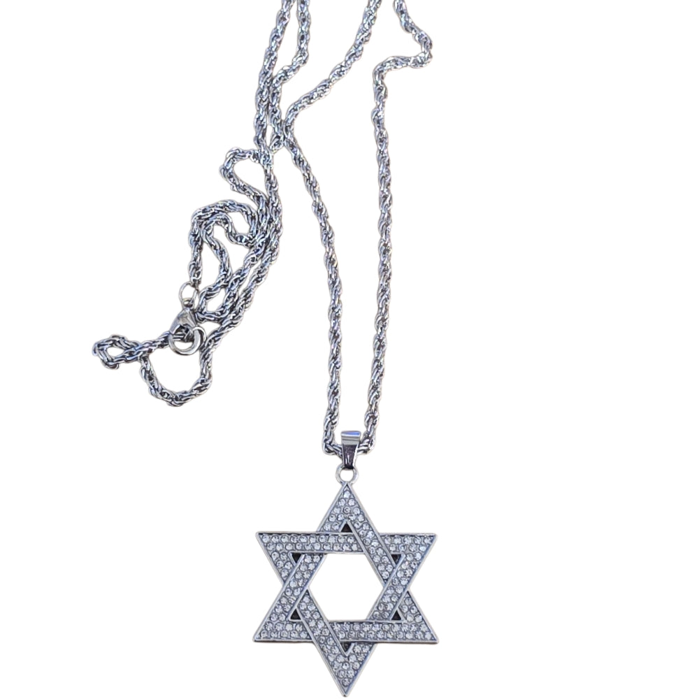 Silverfärgat halsband med Davidsstjärna