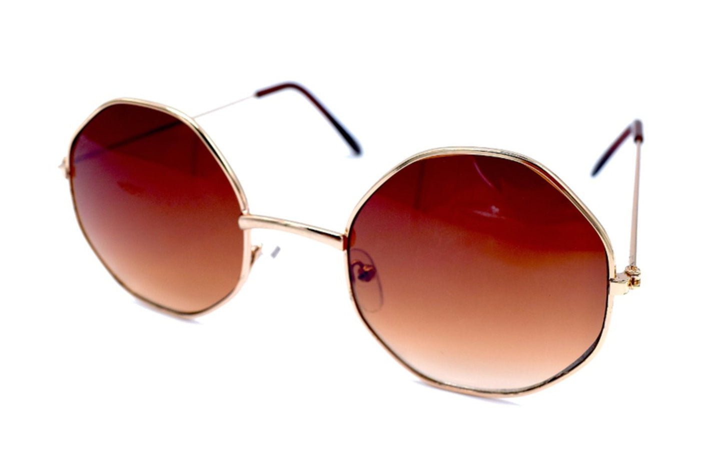 Sunglasses Gold octagonal brown