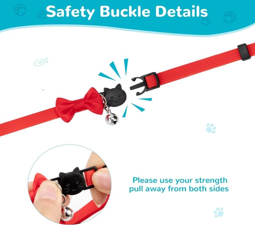 Söpö kissan kaulus, jossa rusetti ja kello - säädettävä ja mukava