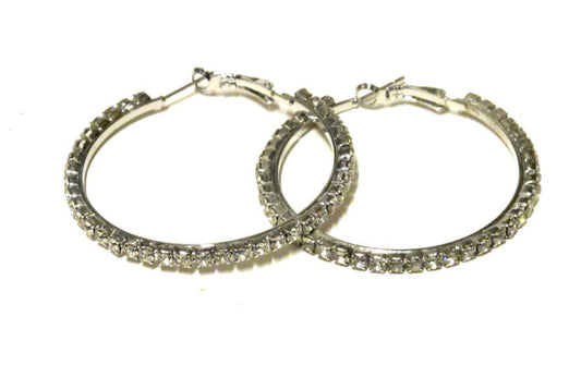 Large round earrings with white stones