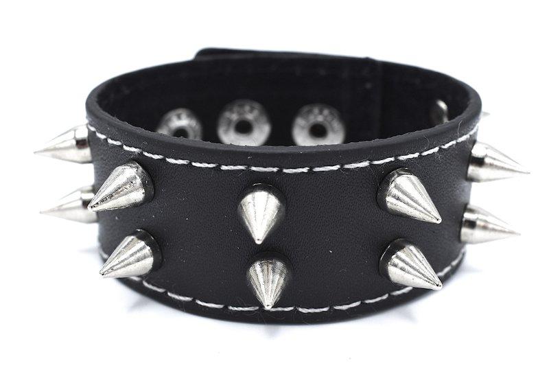 Black bracelet with pointed studs