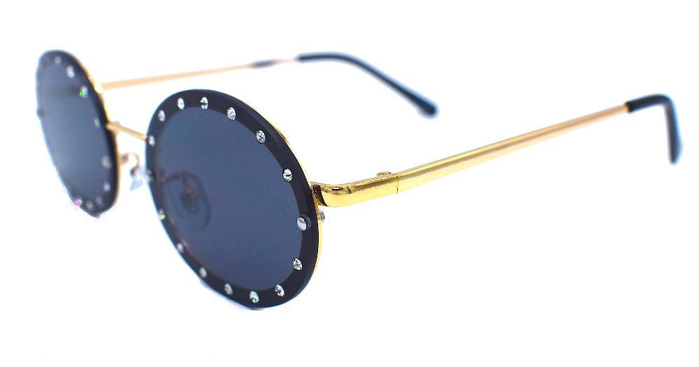 Mustat/kultaiset pyöreät aurinkolasit valkoisilla kivillä - Ice Edition