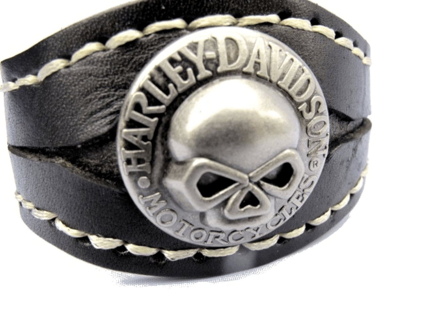 Svart läderarmband med döskalle