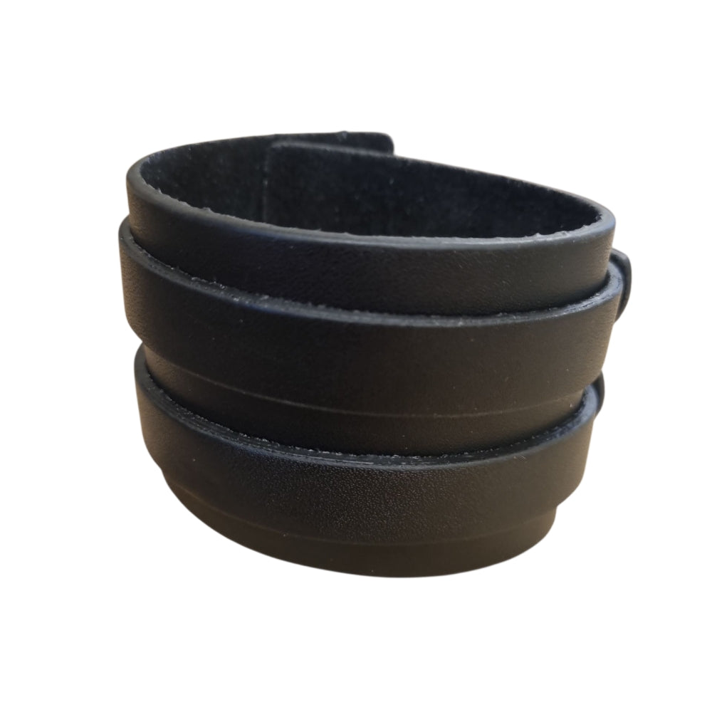 Svart läderarmband med dubbelrem