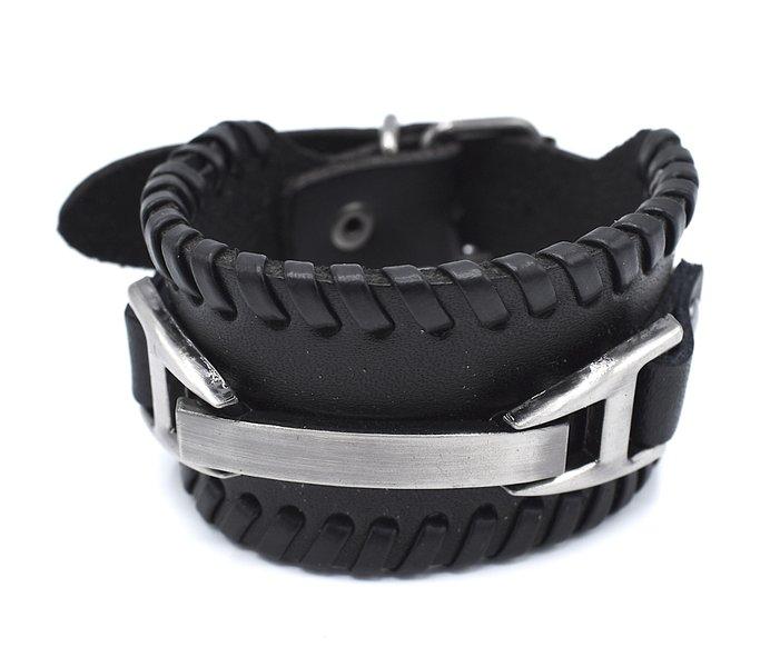 Svart läderarmband med spänne –  produktbild – Hiprock