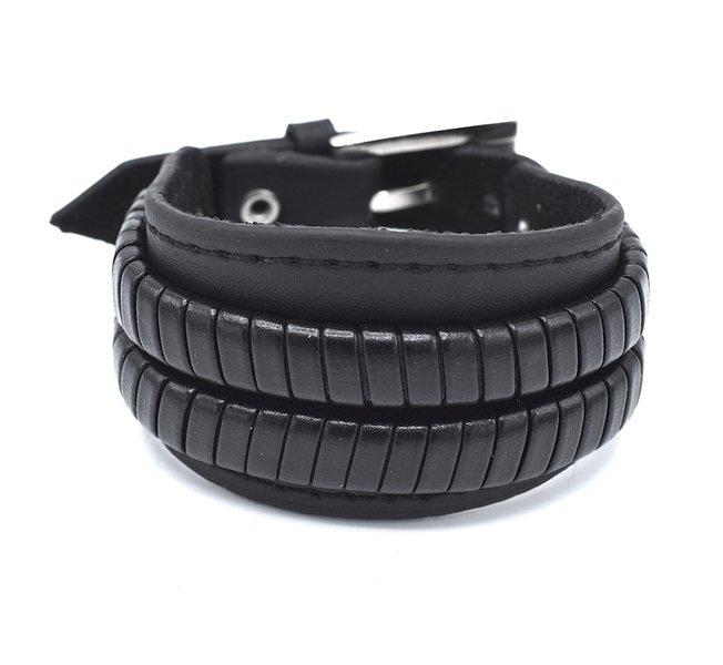 Svart läderarmband stilren –  produktbild – Hiprock