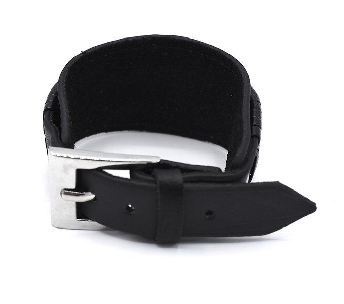 Svart läderarmband stilren –  produktbild – Hiprock