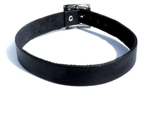 Svart läderhalsband –  produktbild – Hiprock