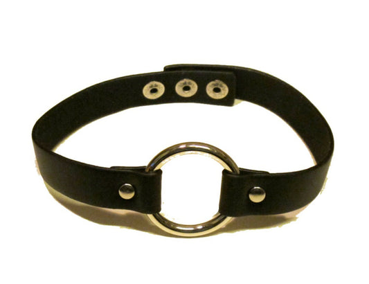 Black leather necklace with ring