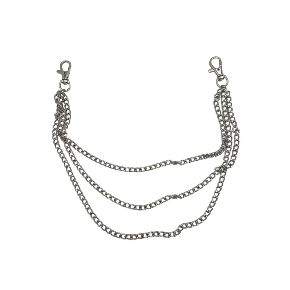 Svart nitbälte med silverfärgade kedjor –  produktbild – Hiprock