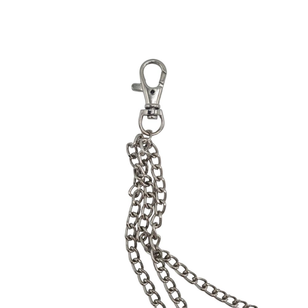 Svart nitbälte med silverfärgade kedjor –  produktbild – Hiprock