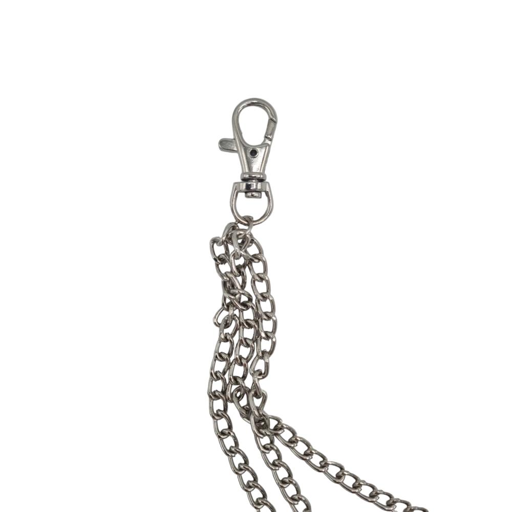 Svart nitbälte med silverfärgade kedjor –  produktbild – Hiprock