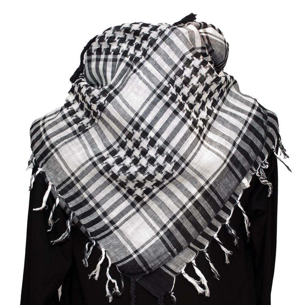 Svart och vit Keffiyeh sjal scarf –  produktbild – Hiprock