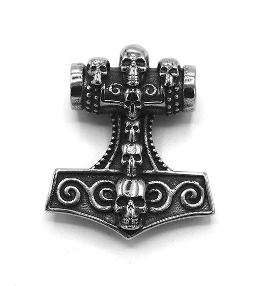 Thor's hammer with skulls