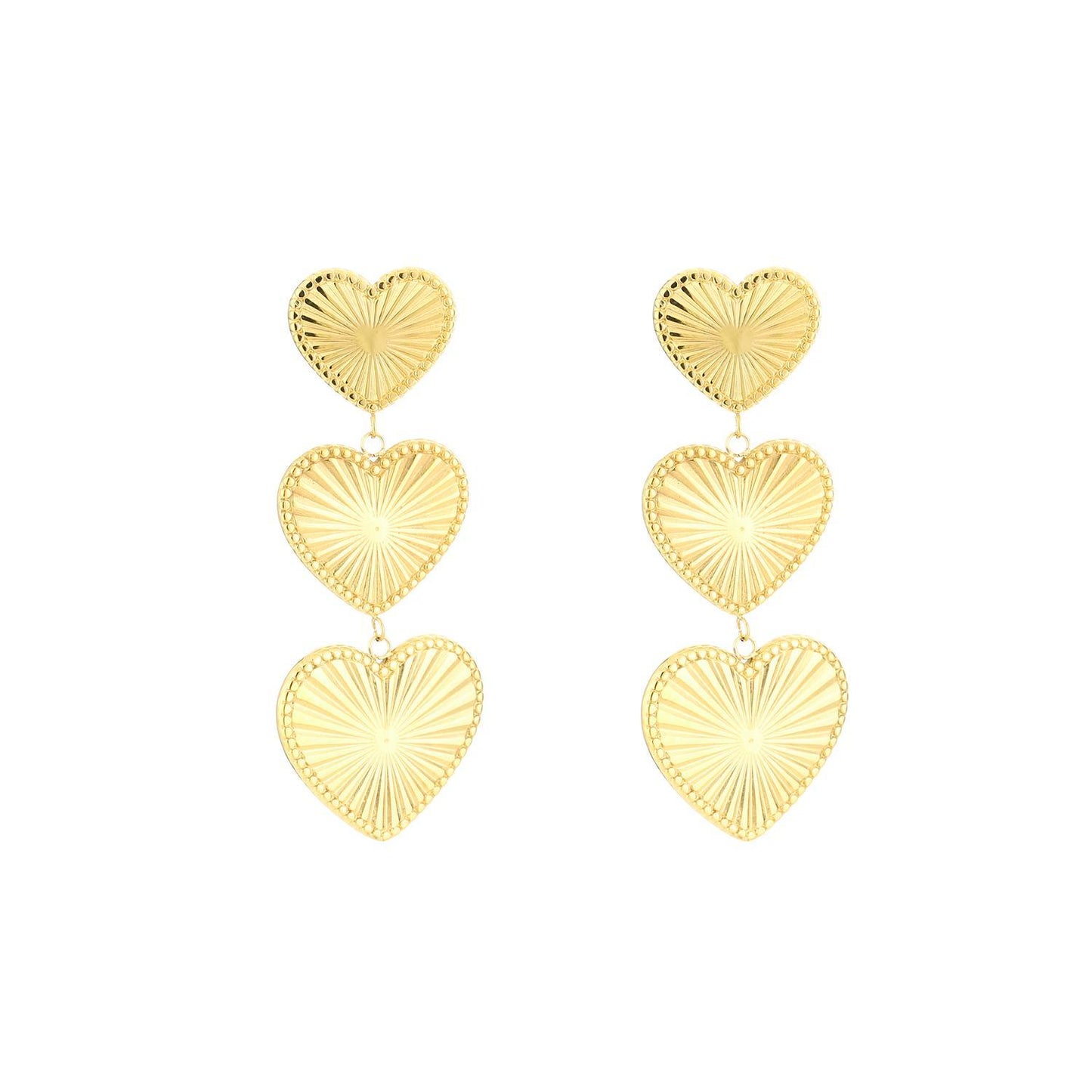 Tre hjärtan örhängen Guldfärgad