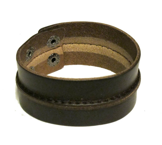 Tvådelad mörkbrun läderarmband