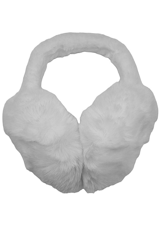 Vita fluffiga öronmuffar –  produktbild – Hiprock