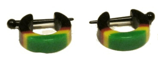 Earrings - Plastic rings rasta color