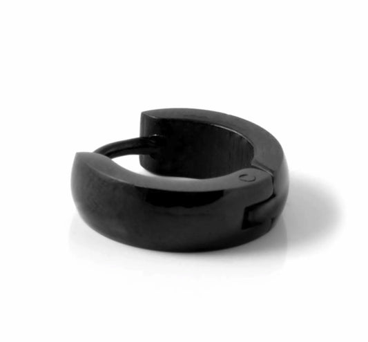 Örhängen - Stålringar helblanka SVART 4/14 mm –  produktbild – Hiprock