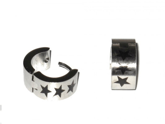 Earrings - Steel rings with stars